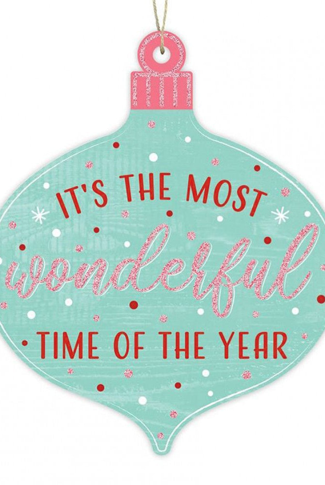 12" Wooden Ornament Sign: Wonderful Time - Michelle's aDOORable Creations - Wooden/Metal Signs