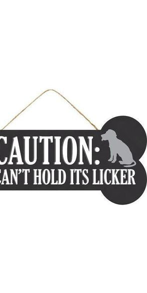 12" Wooden Sign: Dog Bone Caution - Michelle's aDOORable Creations - Wooden/Metal Signs