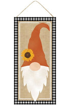 12" Wooden Sign: Fall Gnome Black/White Check Border - Michelle's aDOORable Creations - Wooden/Metal Signs