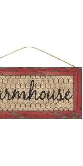 12" Wooden Sign: Farmhouse (Red) - Michelle's aDOORable Creations - Wooden/Metal Signs
