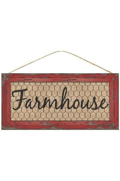 Shop For 12" Wooden Sign: Farmhouse (Red) AP831624