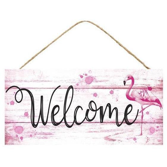 Shop For 12" Wooden Sign: Flamingo Welcome at Michelle's aDOORable Creations