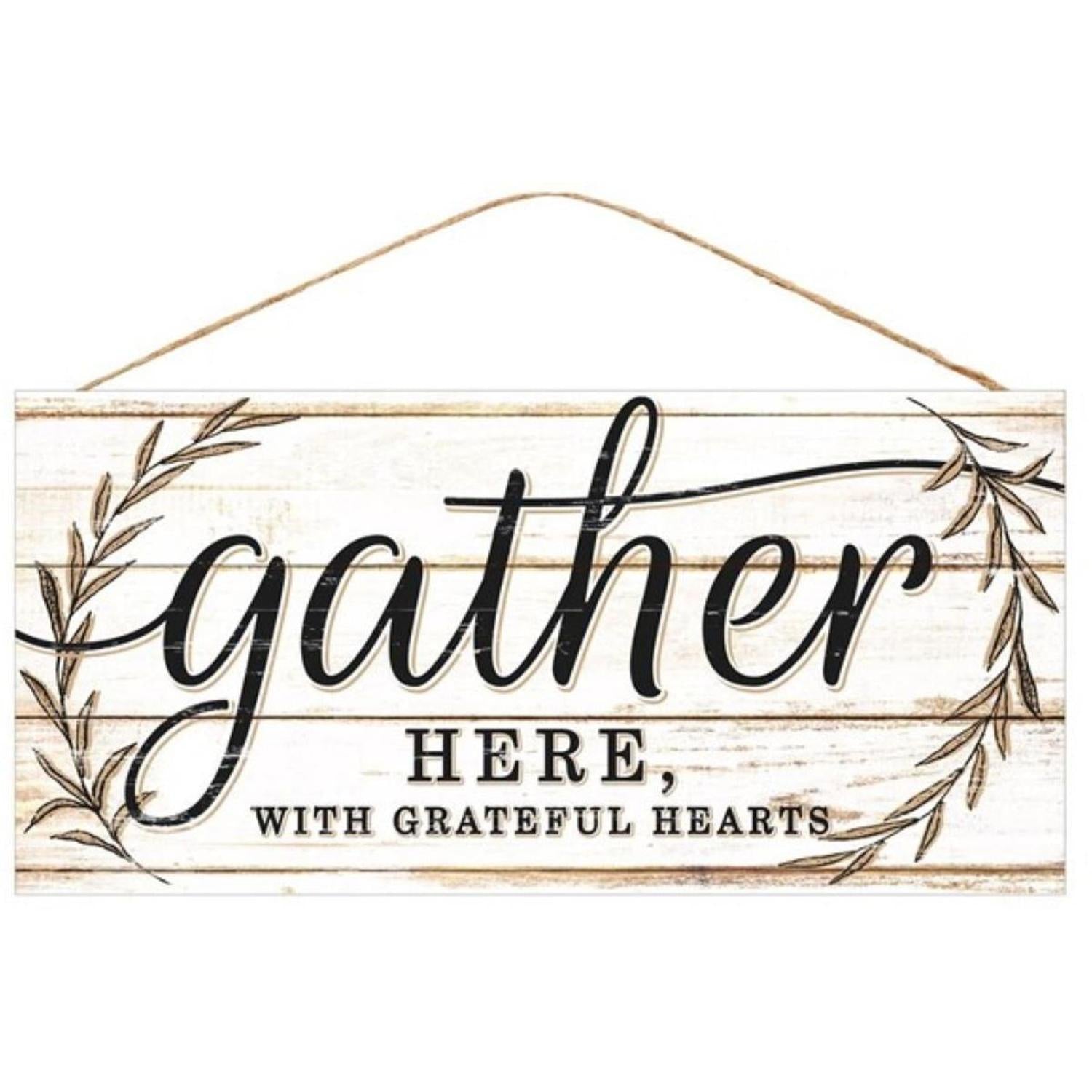 12" Wooden Sign: Gather Here