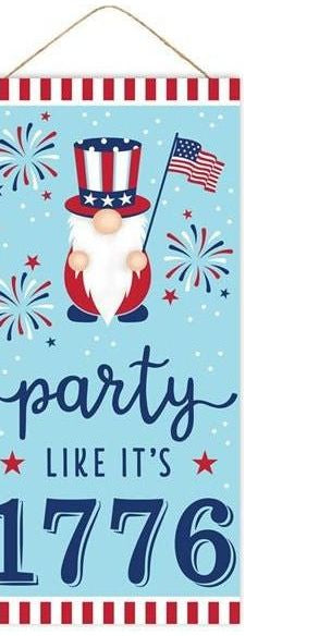 12" Wooden Sign: Gnome Party Like 1776 - Michelle's aDOORable Creations - Wooden/Metal Signs