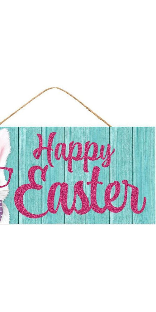 12" Wooden Sign: Happy Easter Bunny - Michelle's aDOORable Creations - Wooden/Metal Signs