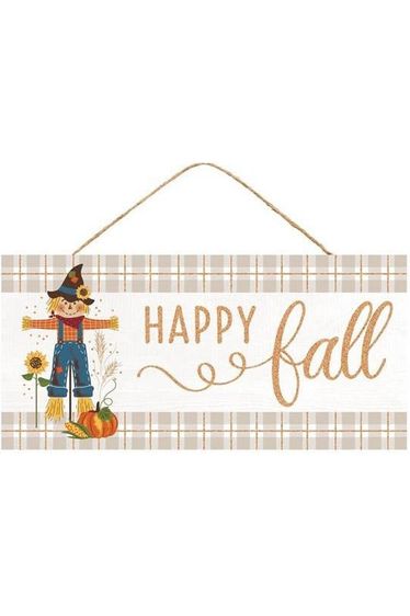 12" Wooden Sign: Happy Fall Scarerow - Michelle's aDOORable Creations - Wooden/Metal Signs