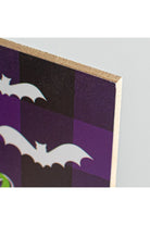 12" Wooden Sign: Happy Halloween Check (Purple) - Michelle's aDOORable Creations - Wooden/Metal Signs