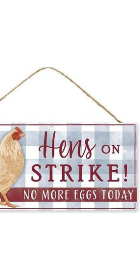 12" Wooden Sign: Hens on Strike - Michelle's aDOORable Creations - Wooden/Metal Signs