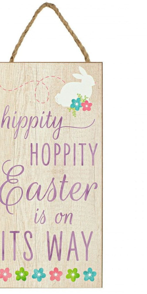 12" Wooden Sign: Hippity Hoppity Easter - Michelle's aDOORable Creations - Wooden/Metal Signs