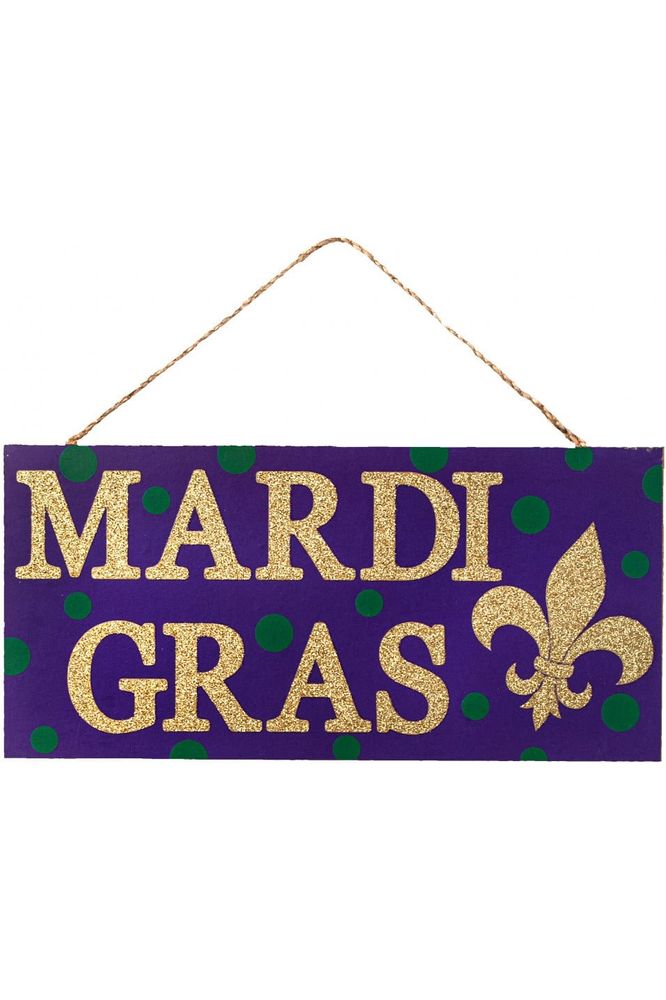 12" Wooden Sign: Mardi Gras Fleur - Michelle's aDOORable Creations - Wooden/Metal Signs