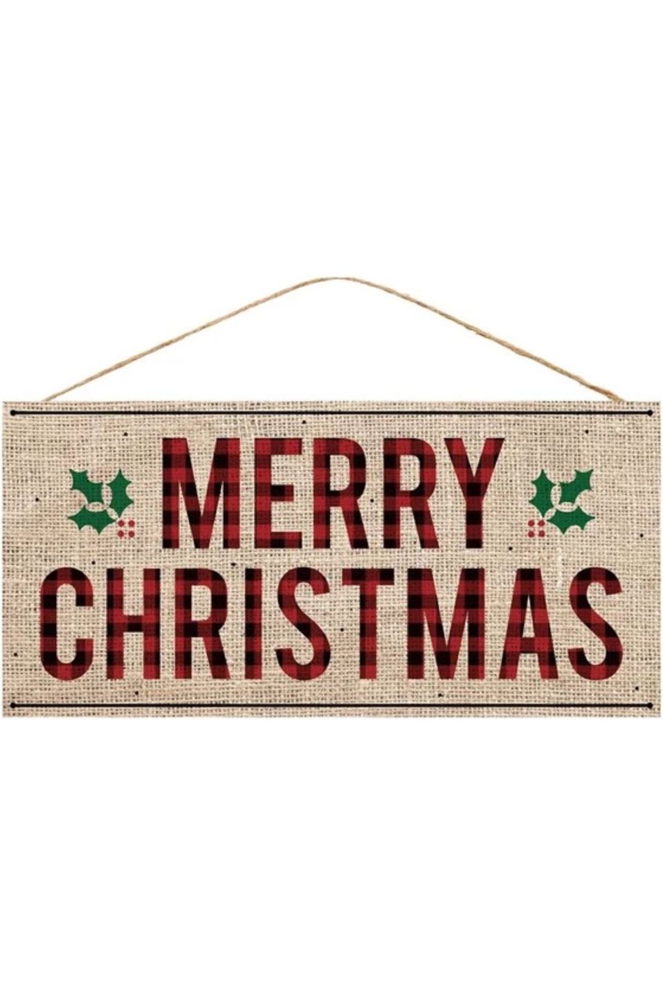 12" Wooden Sign: Merry Christmas Buffalo Plaid - Michelle's aDOORable Creations - Wooden/Metal Signs