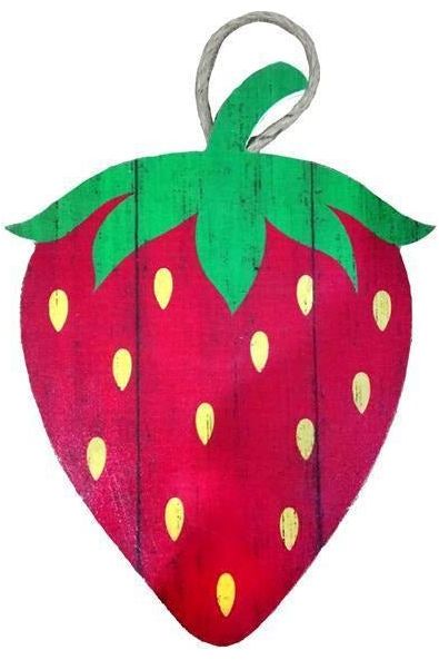 12" Wooden Sign: Strawberry Shape - Michelle's aDOORable Creations - Wooden/Metal Signs