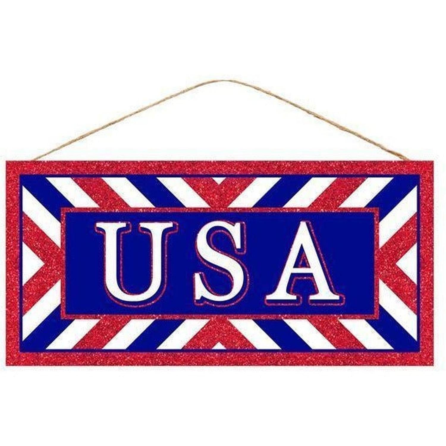 12" Wooden Sign: USA