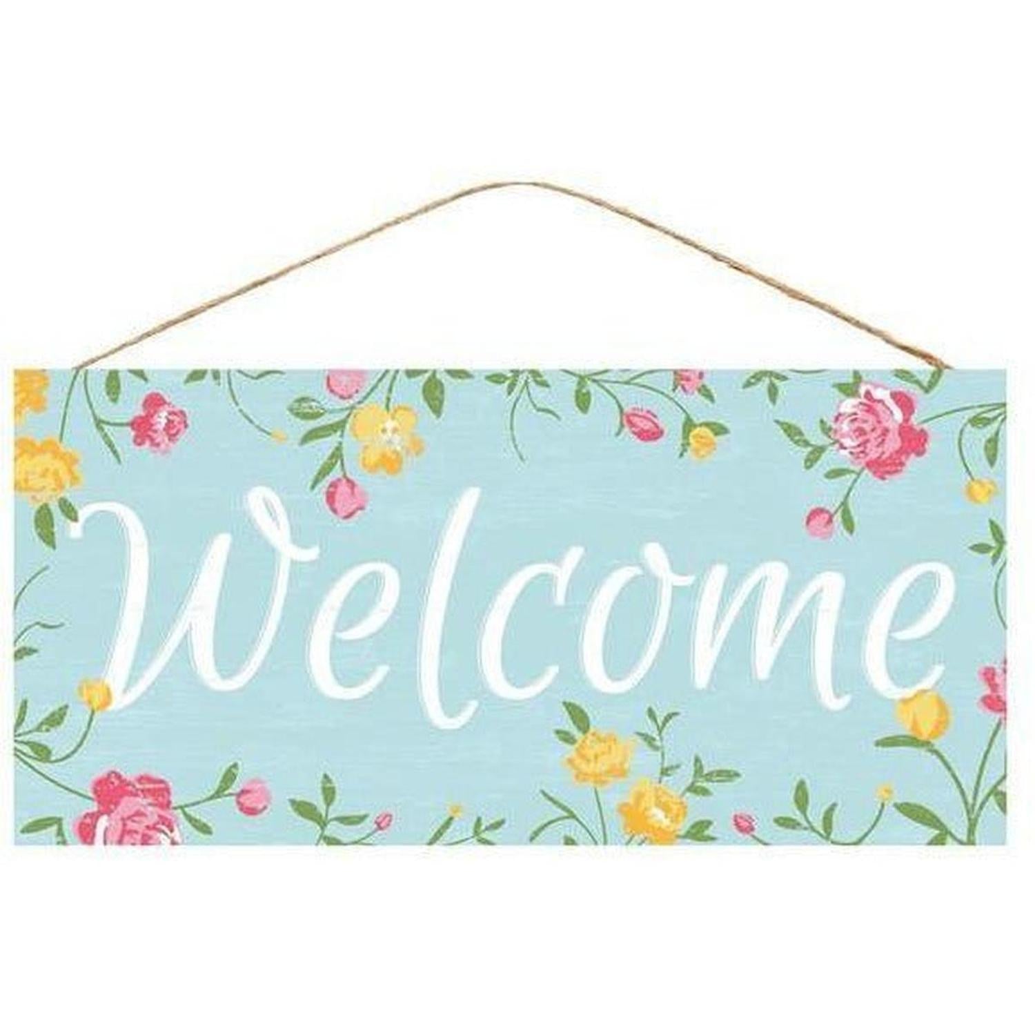 12" Wooden Sign: Welcome Floral Sign