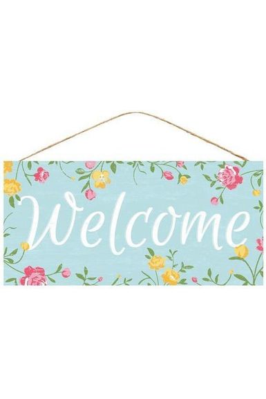 12" Wooden Sign: Welcome Floral Sign - Michelle's aDOORable Creations - Wooden/Metal Signs