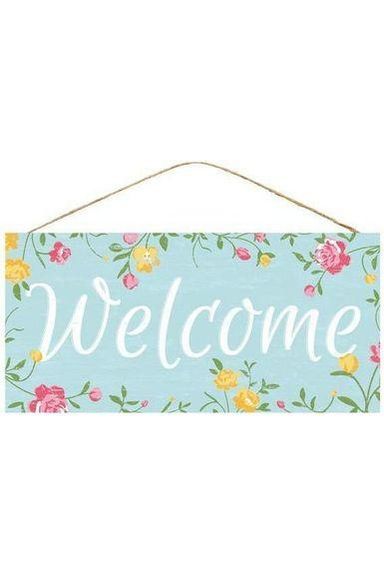 Shop For 12" Wooden Sign: Welcome Floral Sign at Michelle's aDOORable Creations