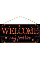 12" Wooden Sign: Welcome My Pretties - Michelle's aDOORable Creations - Halloween Decor
