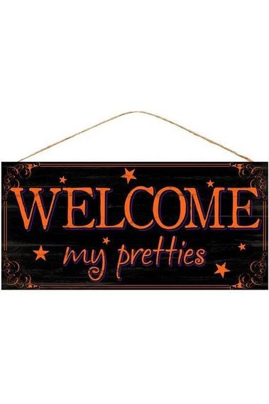 12" Wooden Sign: Welcome My Pretties - Michelle's aDOORable Creations - Halloween Decor