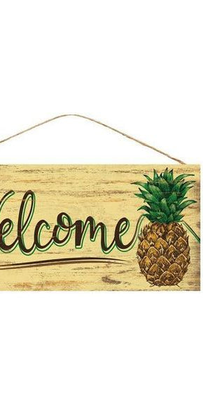 12" Wooden Sign: Welcome Pineapple - Michelle's aDOORable Creations - Wooden/Metal Signs