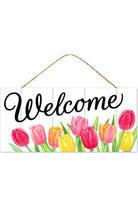 Shop For 12" Wooden Sign: Welcome with Tulips AP7254