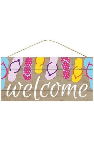 Shop For 12" Wooden Sign: Welcome/Flip Flops at Michelle's aDOORable Creations