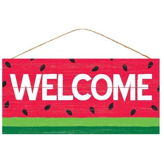 12" Wooden Sign: Welcome/Watermelon - Michelle's aDOORable Creations - Wooden/Metal Signs
