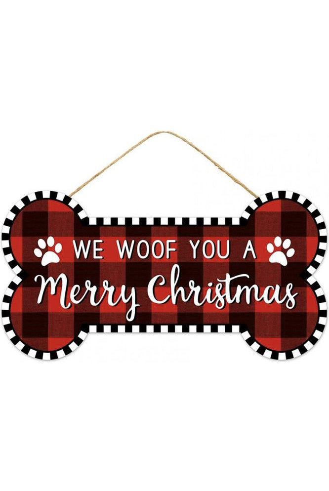 Shop For 12" Wooden Sign: Woof Merry Christmas AP7137