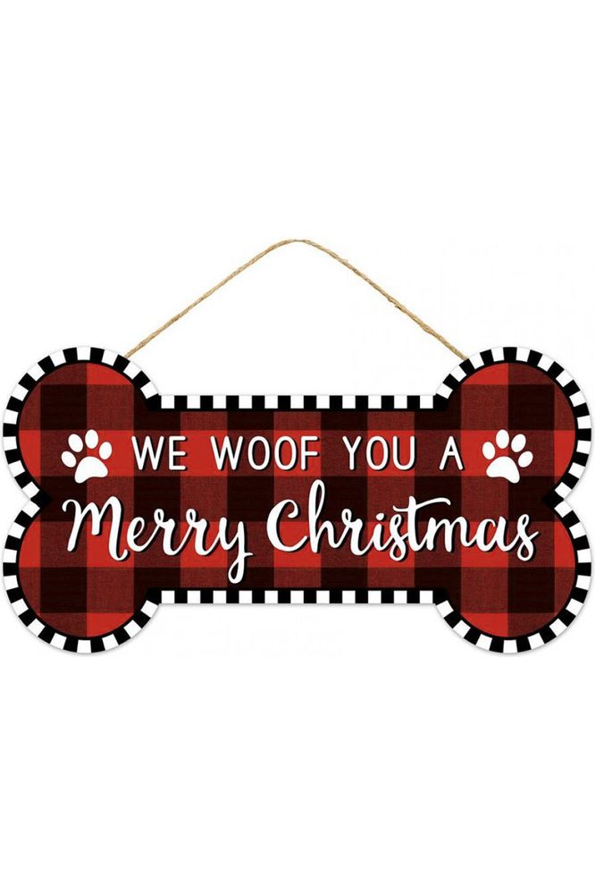12" Wooden Sign: Woof Merry Christmas - Michelle's aDOORable Creations - Wooden/Metal Signs
