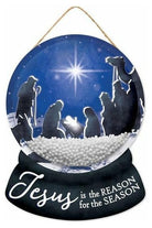 12" Wooden Snow Globe Sign: Jesus Is The Reason - Michelle's aDOORable Creations - Wooden/Metal Signs