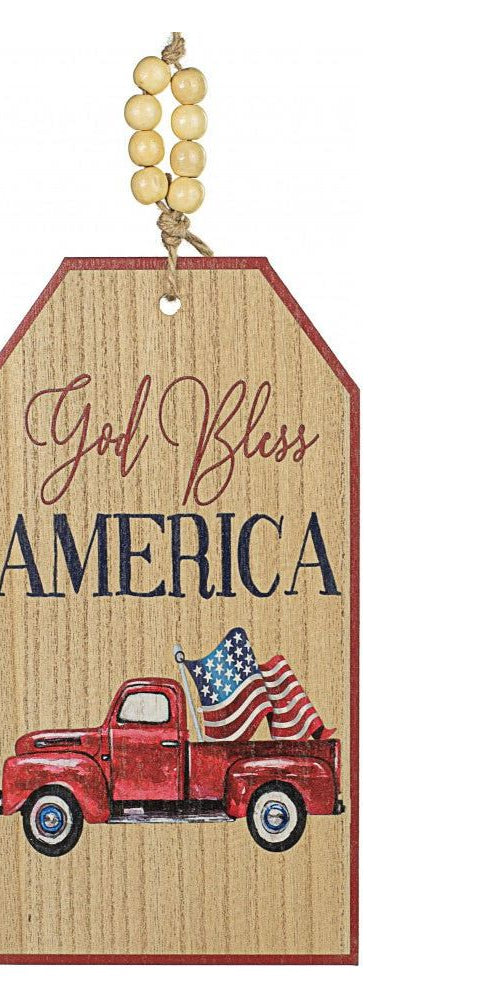 12" Wooden Tag Sign: God Bless America - Michelle's aDOORable Creations - Wooden/Metal Signs