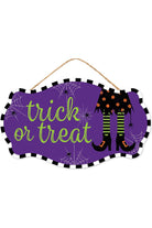 12.5" Wooden Sign: Trick or Treat (Purple) - Michelle's aDOORable Creations - Wooden/Metal Signs