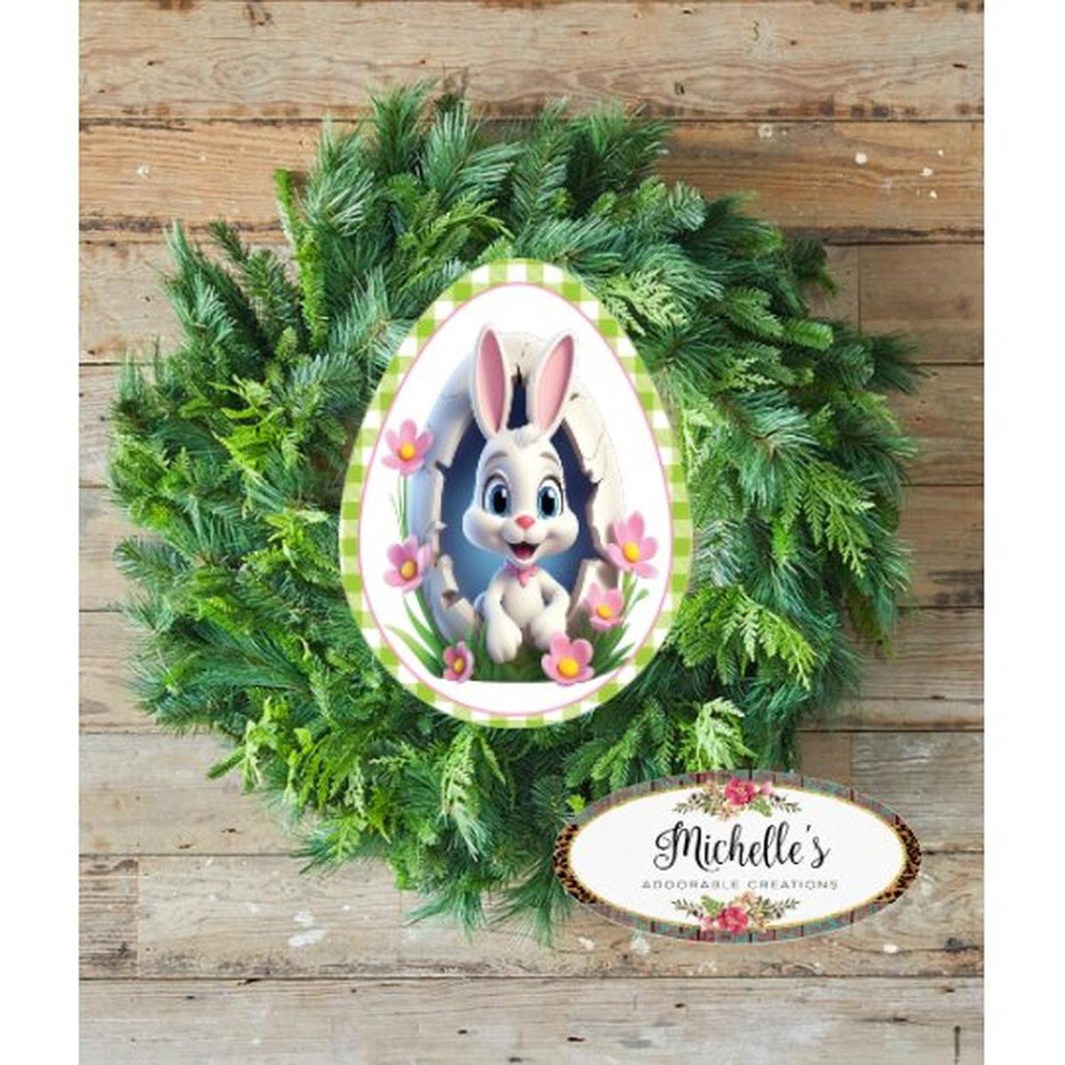12in Waterproof Sign: Cracked Easter Bunny Egg
