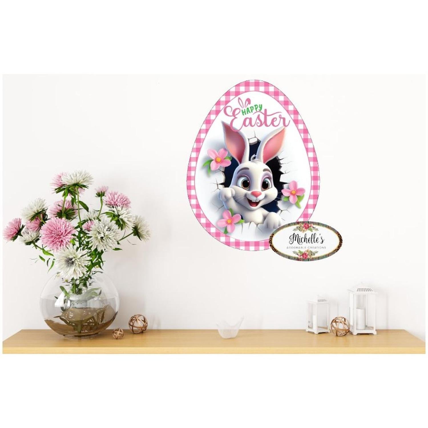 12in Waterproof Sign: Happy Easter Bunny Egg
