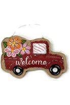 Shop For 13" Floral Burlap Welcome Door Hanger: Red at Michelle's aDOORable Creations