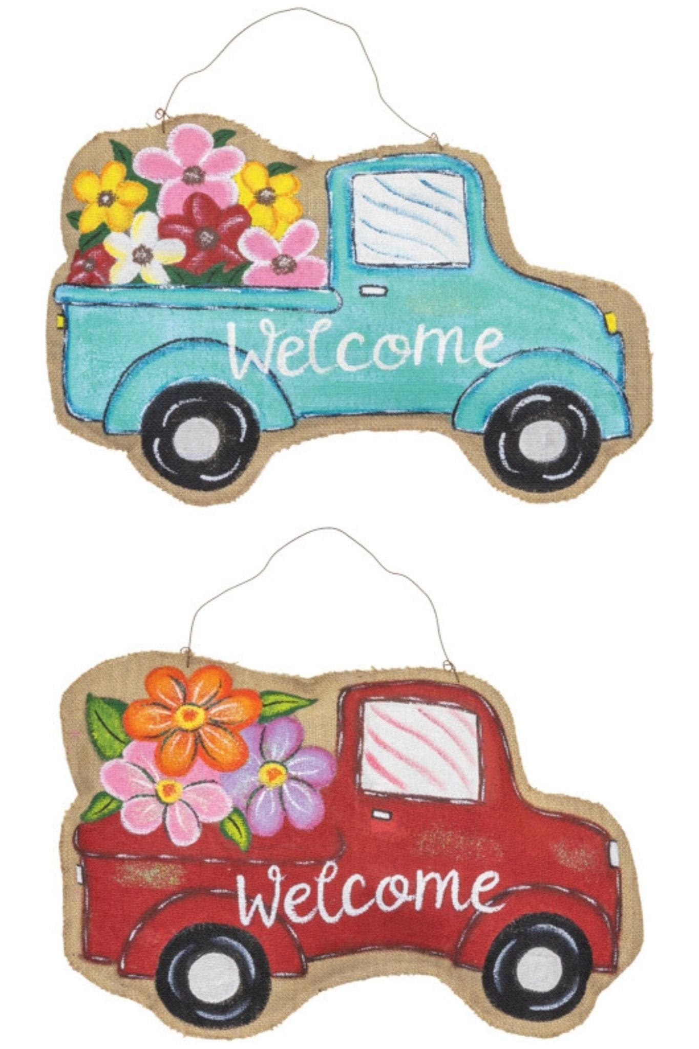 Shop For 13" Floral Burlap Welcome Door Hanger: Red at Michelle's aDOORable Creations