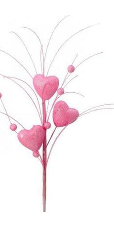 13" Glitter Heart Rain Spray: Pink - Michelle's aDOORable Creations - Sprays and Picks
