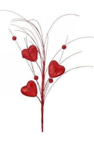 13" Glitter Heart Rain Spray: Red - Michelle's aDOORable Creations - Sprays and Picks