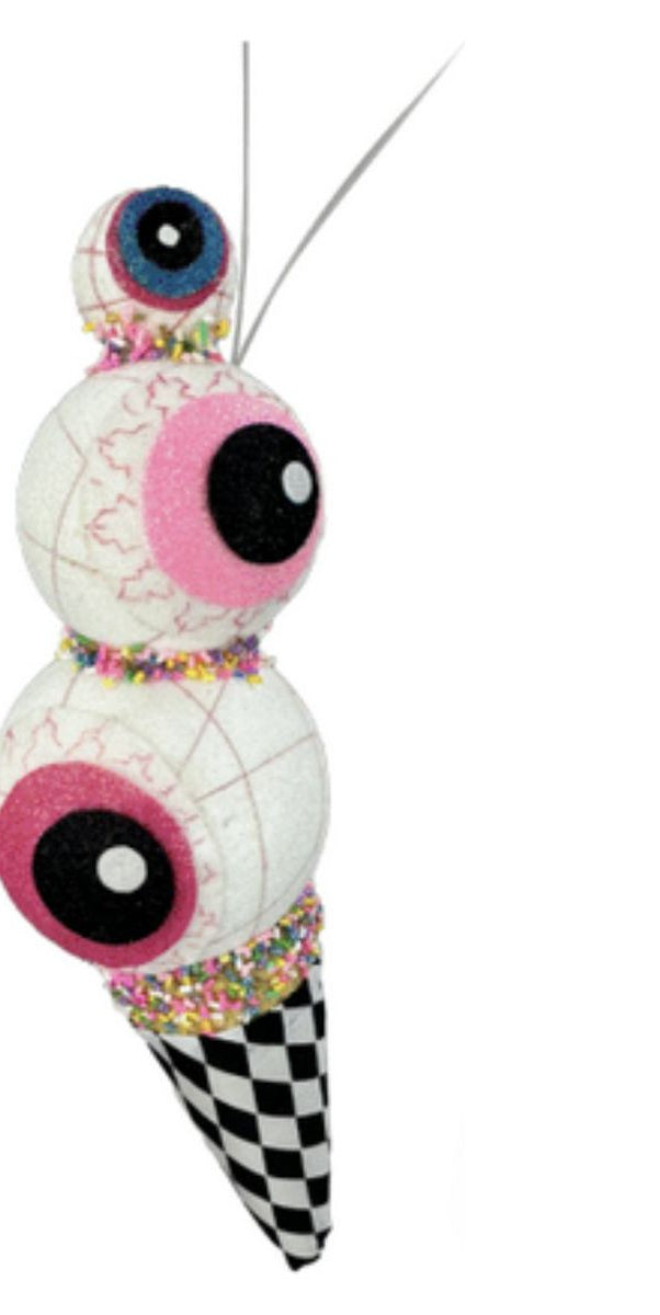 13" Harlequin Halloween Ice Cream Cone: Eyeballs - Michelle's aDOORable Creations - Sprays and Picks