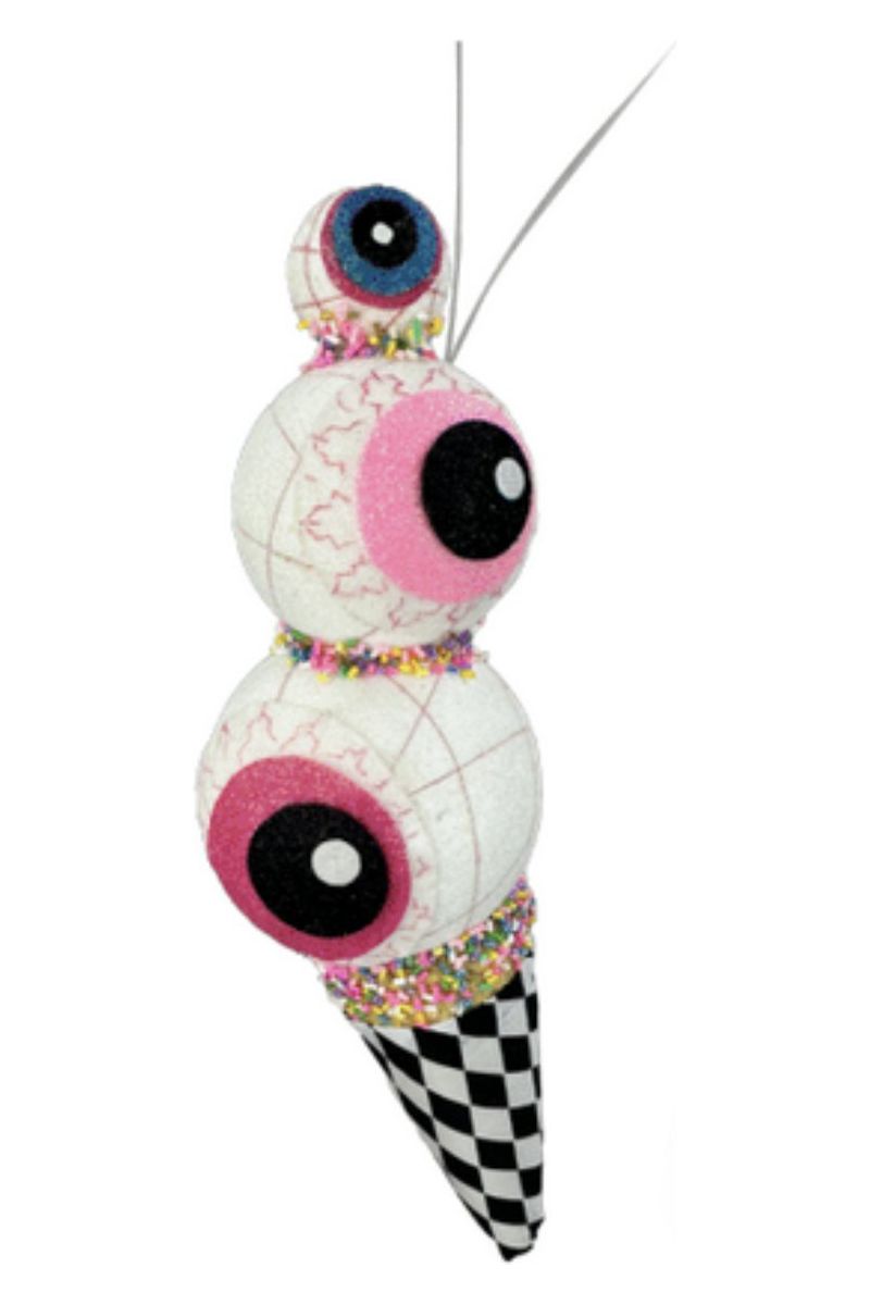 13" Harlequin Halloween Ice Cream Cone: Eyeballs - Michelle's aDOORable Creations - Sprays and Picks