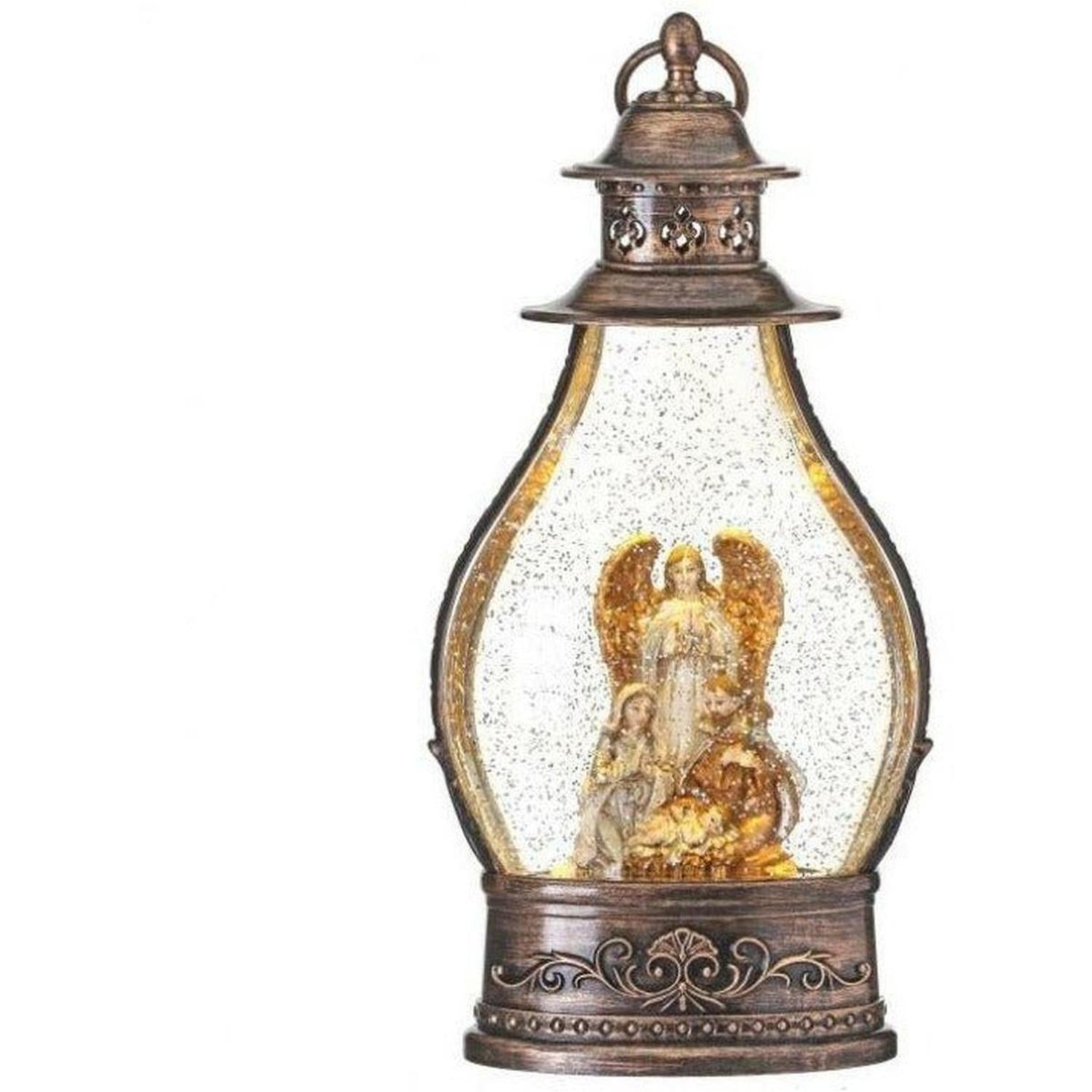 13" LED Nativity Lantern Water Globe