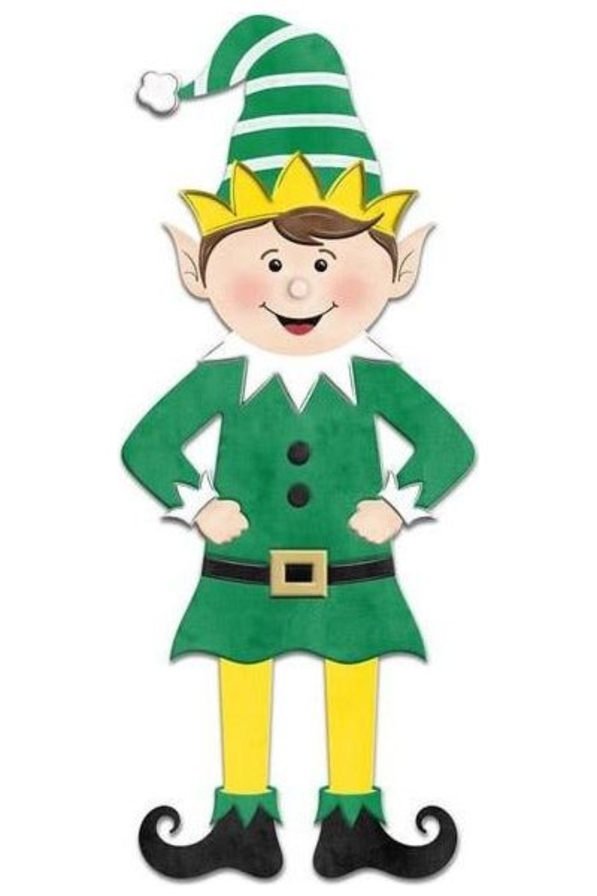 Shop For 13" Metal Embossed Elf: Green/Yellow at Michelle's aDOORable Creations