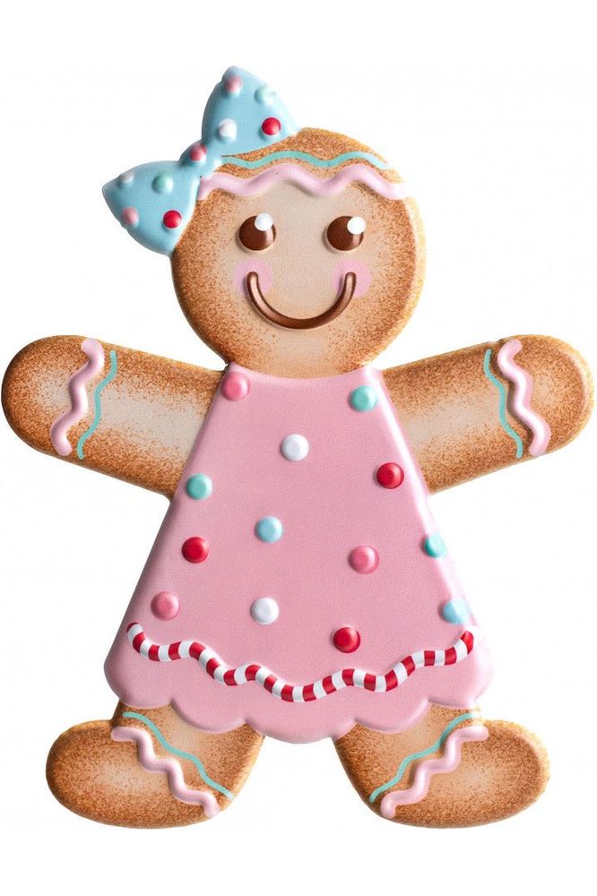 13" Metal Embossed Gingerbread: Girl (Pink) - Michelle's aDOORable Creations - Wooden/Metal Signs