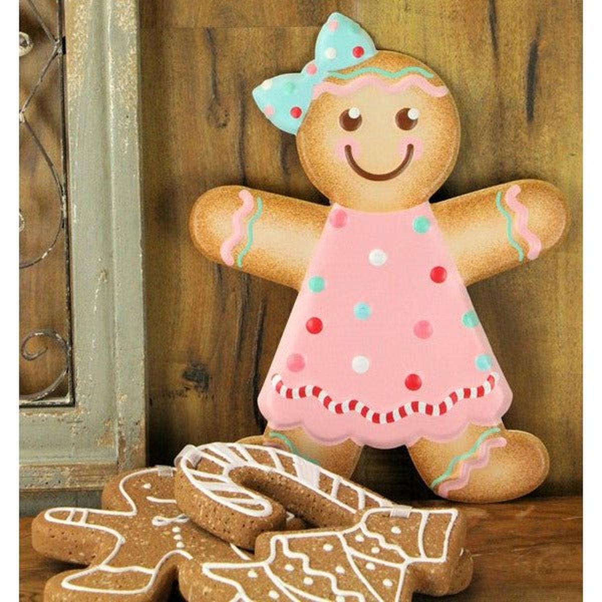 Shop For 13" Metal Embossed Gingerbread: Girl (Pink) at Michelle's aDOORable Creations