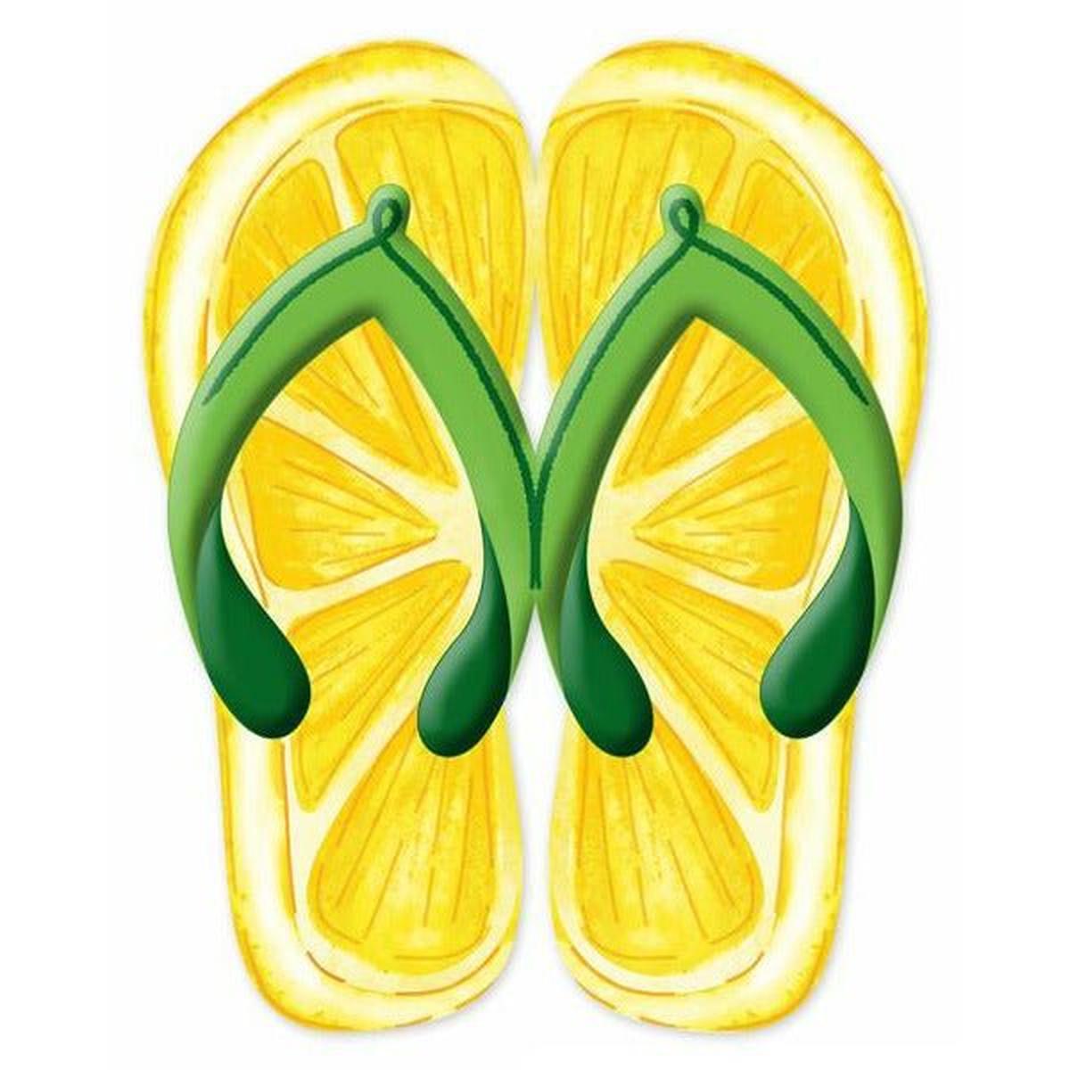Shop For 13" Metal Embossed Flip Flops: Lemon at Michelle's aDOORable Creations