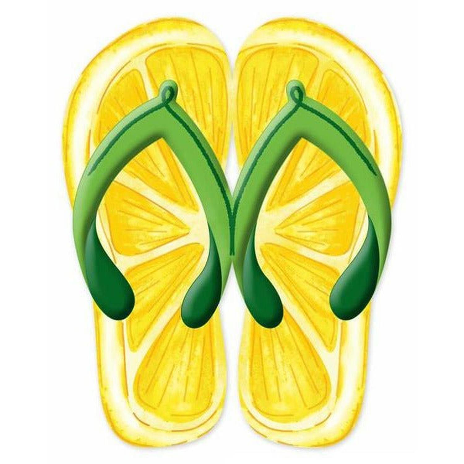 Shop For 13" Metal Embossed Flip Flops: Lemon at Michelle's aDOORable Creations