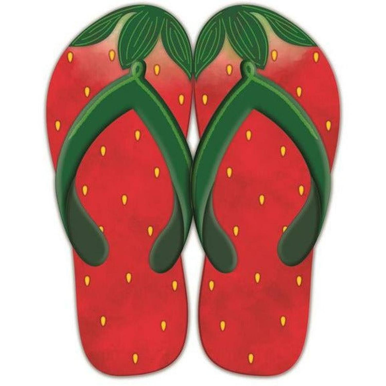 Shop For 13" Metal Embossed Flip Flops: Strawberry at Michelle's aDOORable Creations