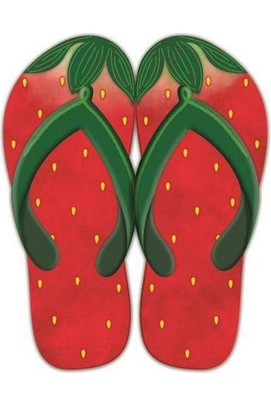 Shop For 13" Metal Embossed Flip Flops: Strawberry at Michelle's aDOORable Creations