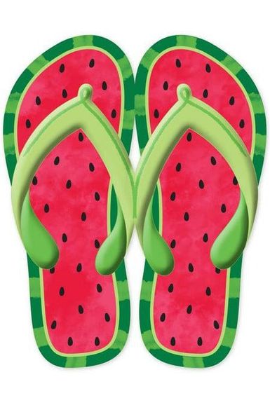 13" Metal Emossed Flip Flops: Watermelon - Michelle's aDOORable Creations - Wooden/Metal Signs