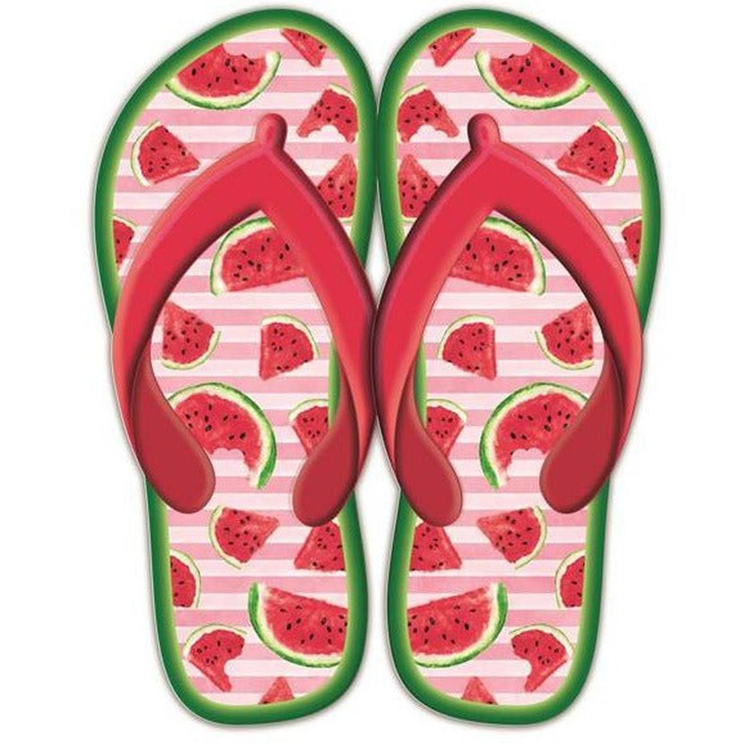 13" Metal Embossed Flip Flops: Watermelon Red