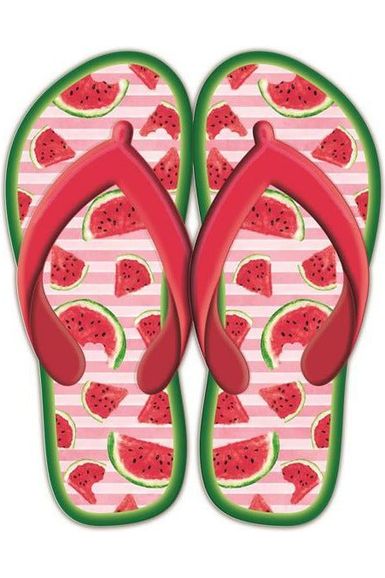 Shop For 13" Metal Embossed Flip Flops: Watermelon Red MD1096